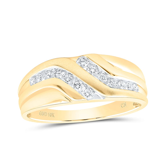 10kt Yellow Gold 1/2ctw Diamond Mens Fashion Band