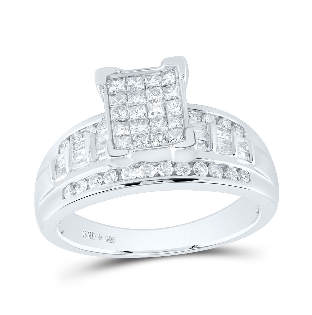 Sterling Silver 3/4ctw Diamond Invisible Cindy Ring Size 8