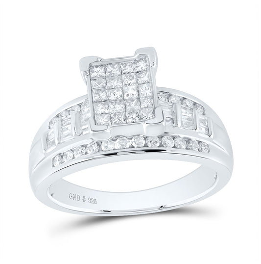 Sterling Silver 3/4ctw Diamond Invisible Cindy Ring Size 8