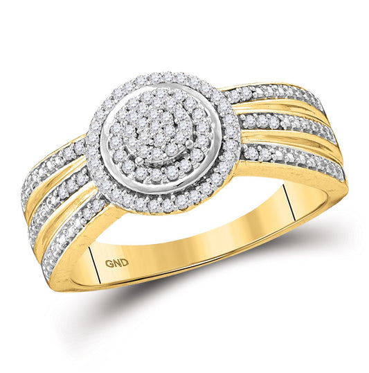 10K Yellow Gold Round Diamond Cluster Bridal Wedding Engagement Ring 1/5ctw, Womens Size: 5-10