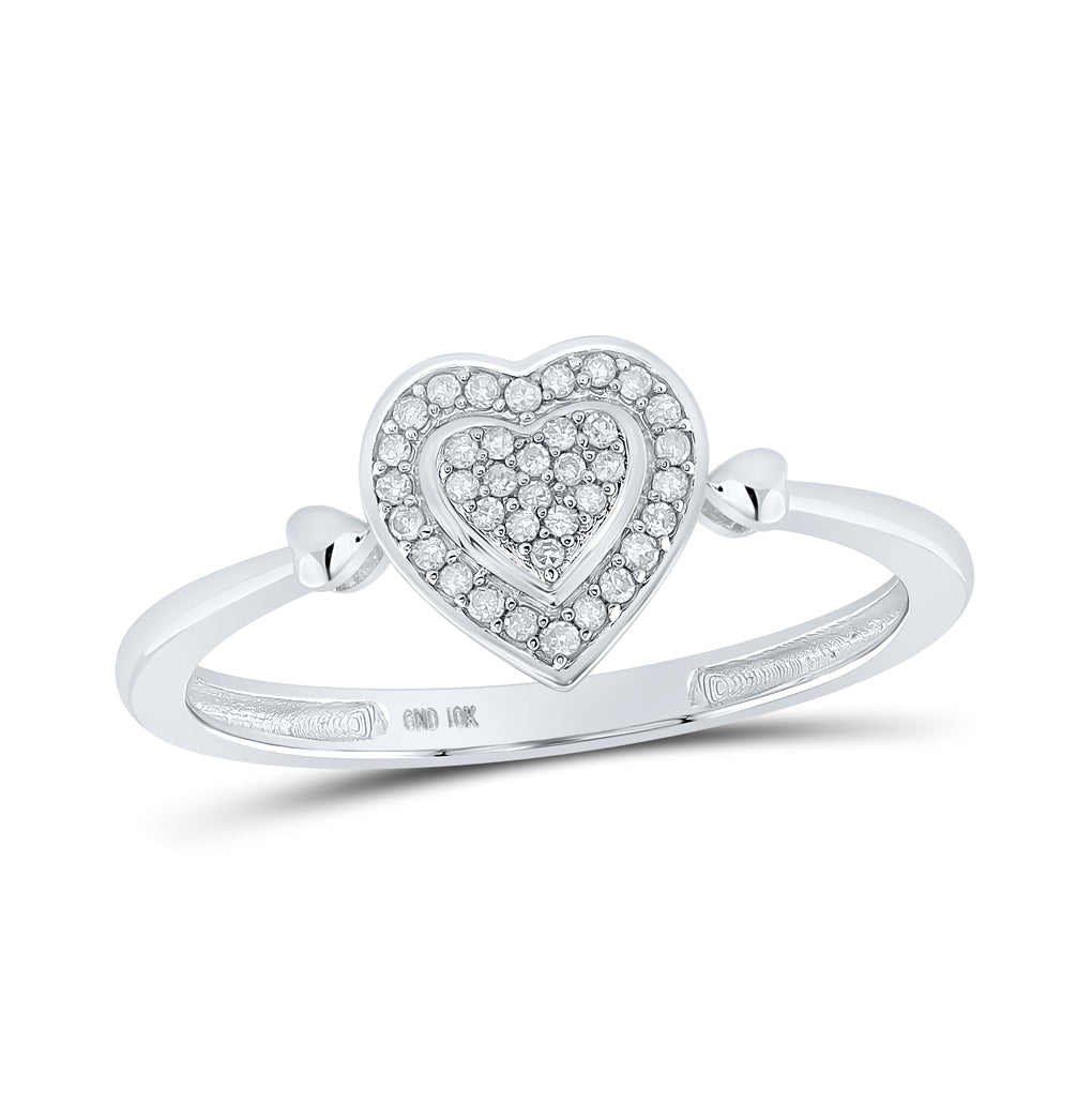 10K White Or Yellow Gold Womens Round Diamond Heart Frame Cluster Ring , Womens Size: 5-10