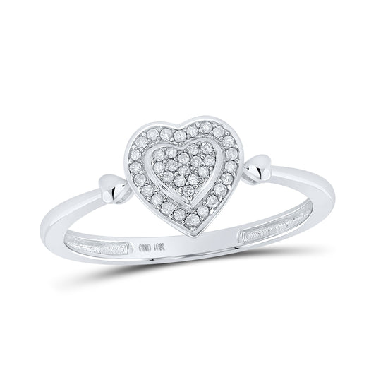 10K White Or Yellow Gold Womens Round Diamond Heart Frame Cluster Ring , Womens Size: 5-10