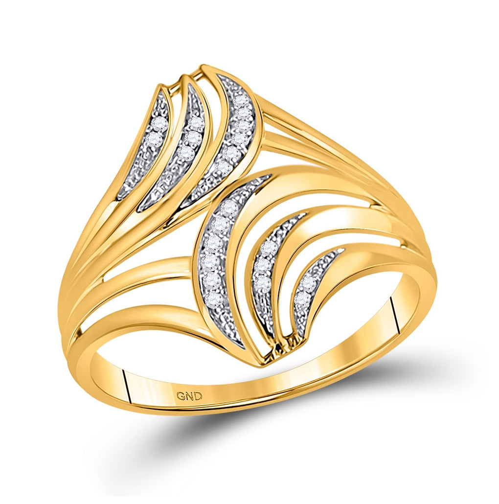 10K Yellow Gold Womens Round Diamond Fashion Ring 1/20 Cttw, Womens Size: 5-10