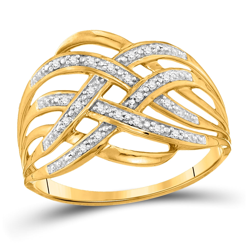 10K White Or Yellow Gold Womens Round Diamond Woven Fashion Band Ring , Womens Size: 5-10