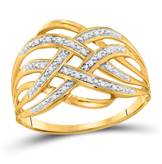 10K White Or Yellow Gold Womens Round Diamond Woven Fashion Band Ring , Womens Size: 5-10
