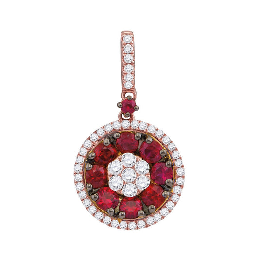 18kt Rose Gold 3/8ctw Diamond 1 Ct Ruby Pendant