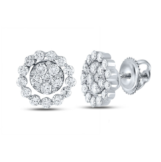 18kt White Gold 1 1/3tw Diamond Fashion Earrings
