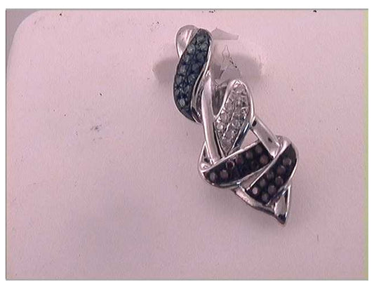 10kt White Gold 1/10ctw Diamond P1p2 Micro-pave Fashion  Pendant