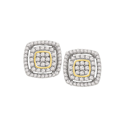 10kt Two-tone Gold 1/2ctw Diamond Fashion Earrings