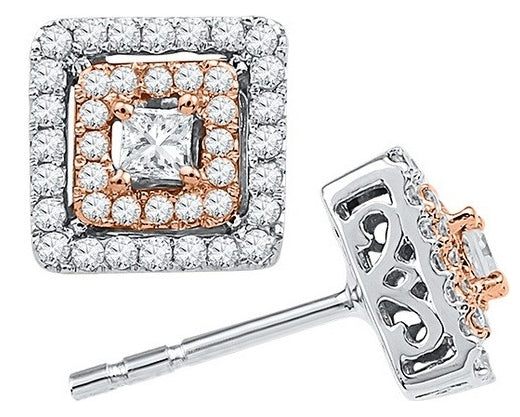 10kt Two-tone Gold 3/8ctw Diamond Fashion Earrings