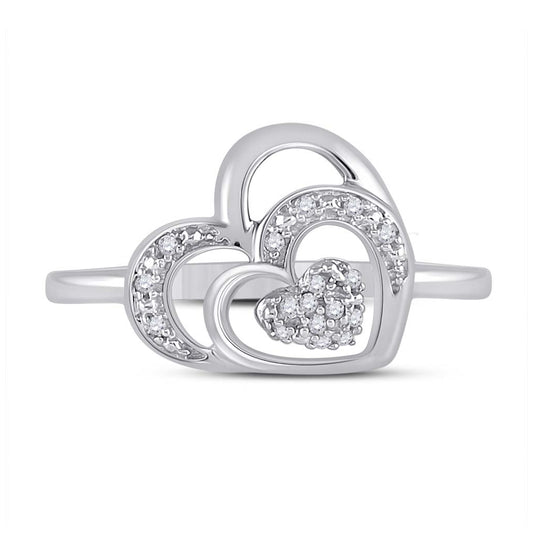 Sterling Silver Womens Round Dia. Heart Ring 0.05 ctw, Women's Size: 5-10