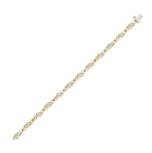 10K Yellow Gold Womens Round Diamond Fashion Link Bracelet 1/3 Cttw