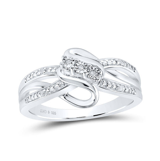 Sterling Silver Round Diamond 3-stone Bridal Wedding Engagement Ring .03 Cttw, Womens Size: 5-10