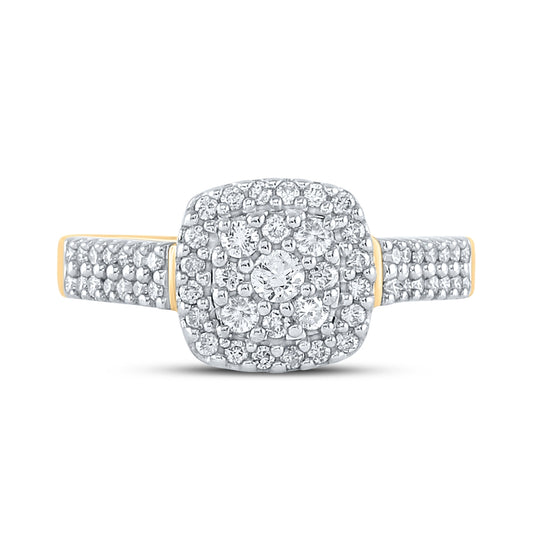 10K Yellow Gold Round Dia. Cluster Wedding Ring 1/2ctw, Women's Sz: 5-10