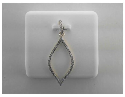 10kt Yellow Gold Womens Round Diamond Oblong Oval Dangle Earrings 1/5 Cttw