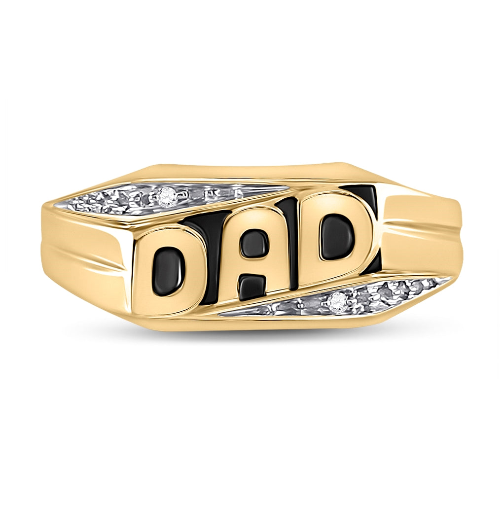 10kt Yellow Gold Mens Round Diamond Dad Father Ring .01 Cttw