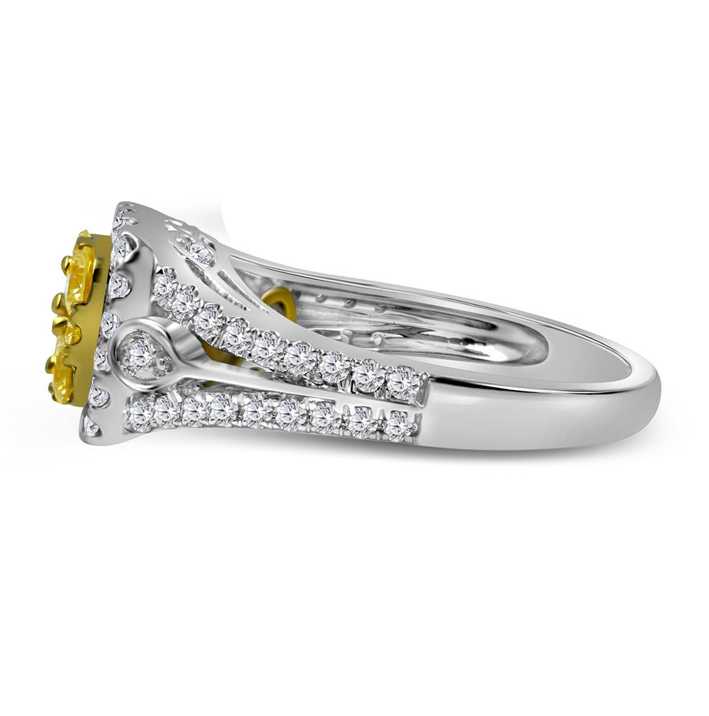 14kt White Gold 1 Cttw Diamond Yellow Bridal Ring