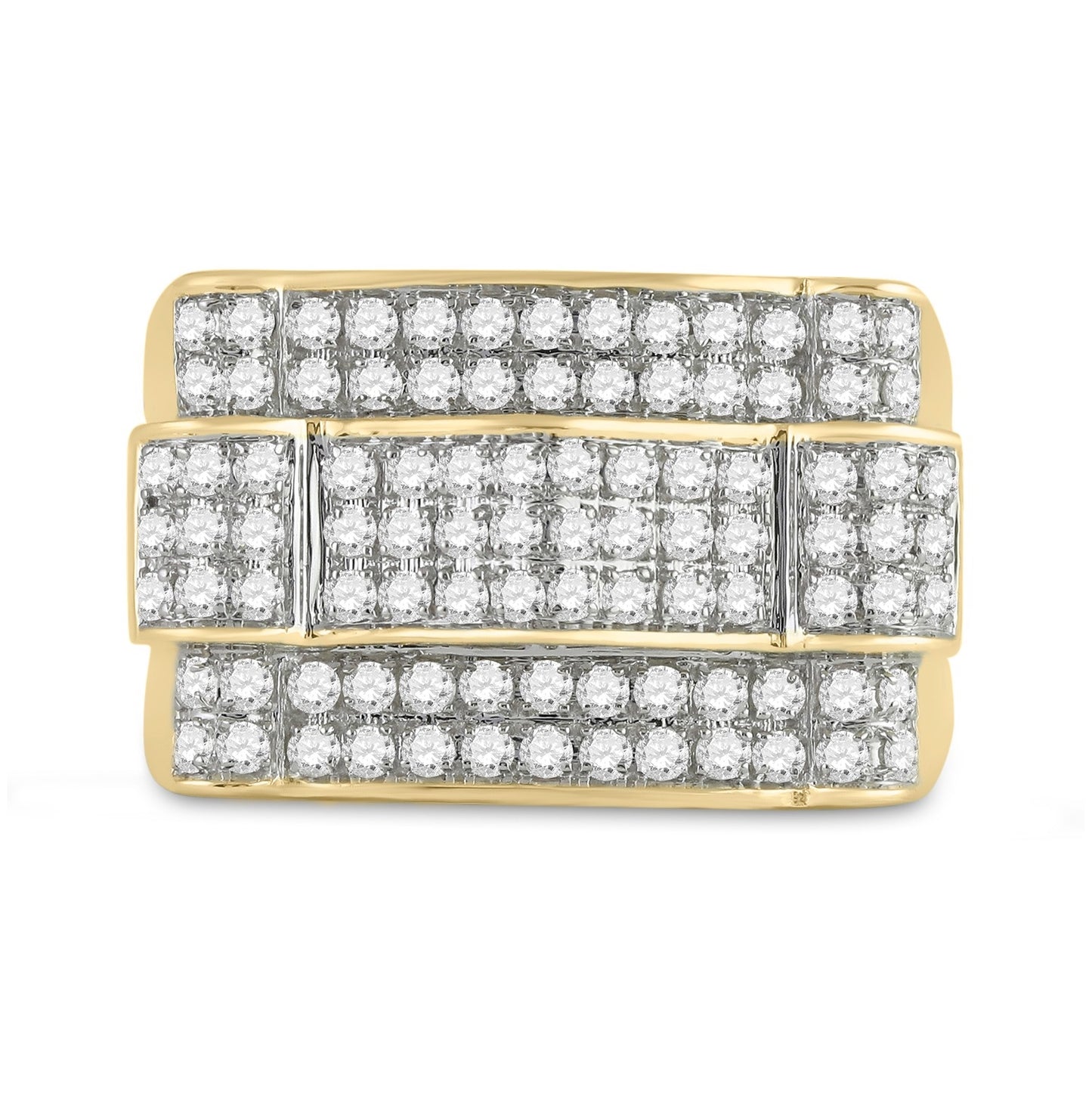 10K Yellow Gold Mens Round Diamond Arch Cluster Ring 1 Cttw, Mens Size: 7-13