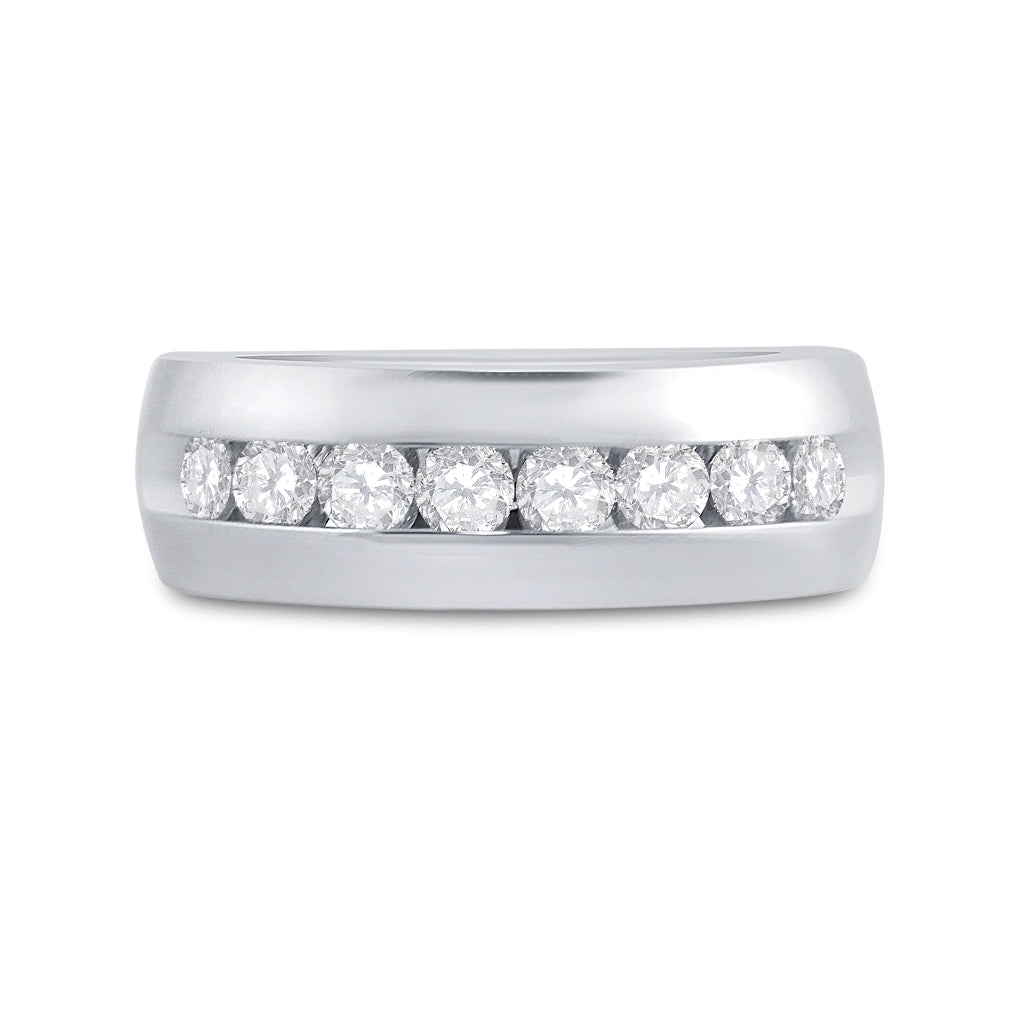 14K White Gold Mens Round Diamond Wedding Band Ring 1 Cttw, Mens Size: 7-13