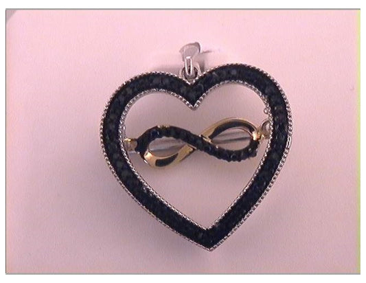 10kt Two-tone Gold 1/5ctw Diamond Black Diamond Pendant
