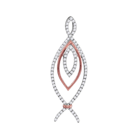 10kt Two-tone Gold Womens Round Diamond Fashion Pendant 1/4 Cttw