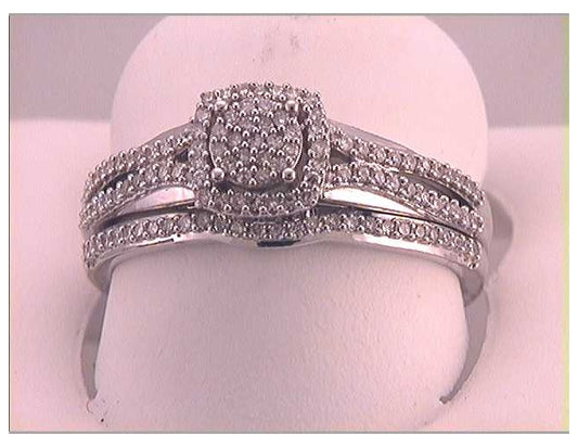 10kt White Gold 1/3ctw Diamond Bridal Set
