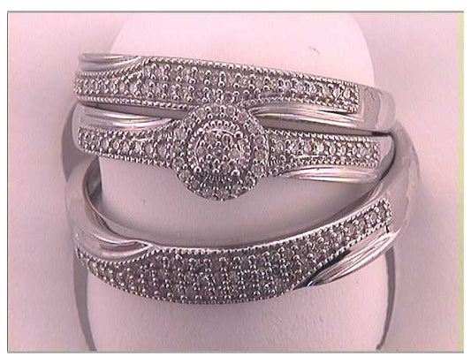 10kt White Gold 1/3ctw Diamond Trio Set
