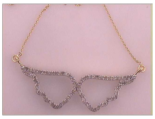 10kt Yellow Gold Womens Round Diamond Angel Wings Fashion Necklace 1/2 Cttw