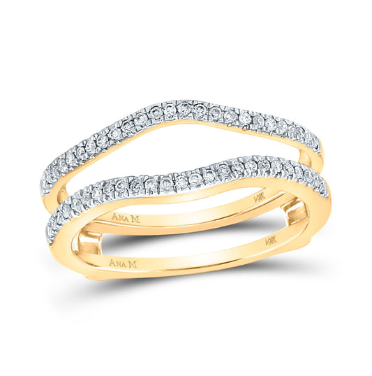 14K Yellow Gold Womens Diamond Ring Guard Wrap Solitaire Band Enhancer 1/4 Cttw, Womens Size: 5-10