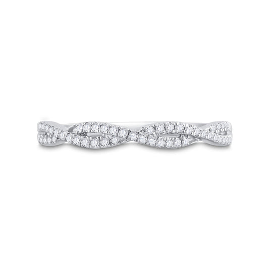 14K White Gold Womens Round Diamond Twist Stackable Band Ring 1/6 Cttw, Womens Size: 5-10