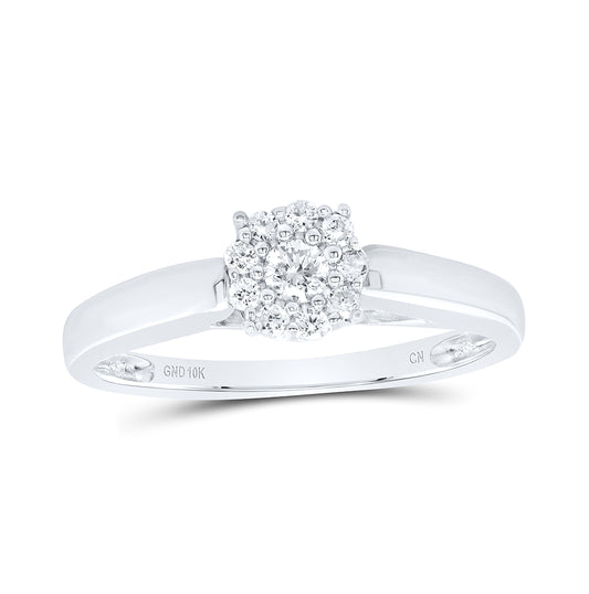 10K White Gold Round Diamond Solitaire Bridal Wedding Engagement Ring 1/5 Cttw, Womens Size: 5-10