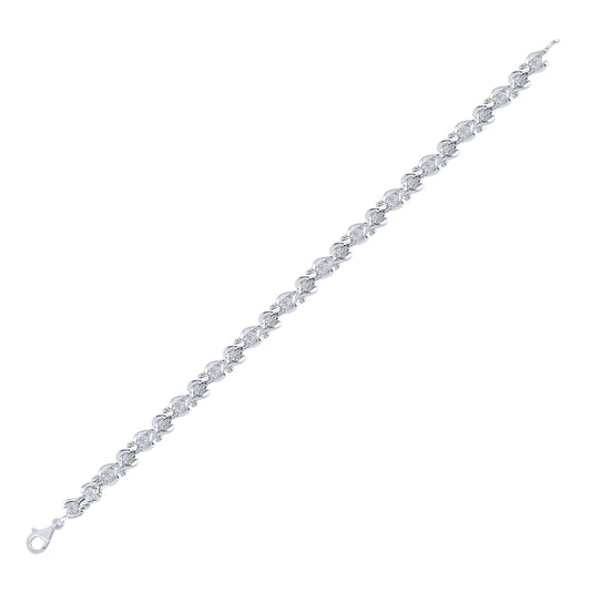 Sterling Silver Womens Round Diamond Fashion Bracelet 1/10ctw
