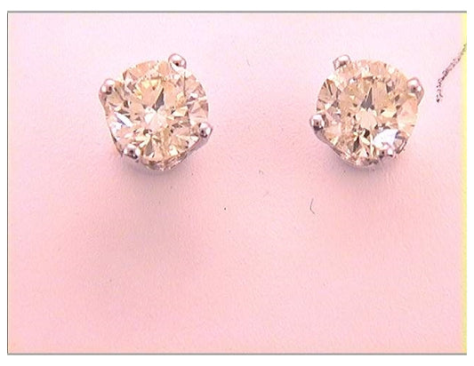 14kt White Gold 3/4 Rd Dia Studs- Natural Yellow
