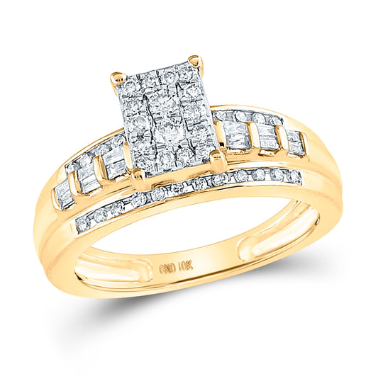 10K White Or Yellow Gold Round Diamond Cluster Bridal Wedding Engagement Ring , Womens Size: 5-10
