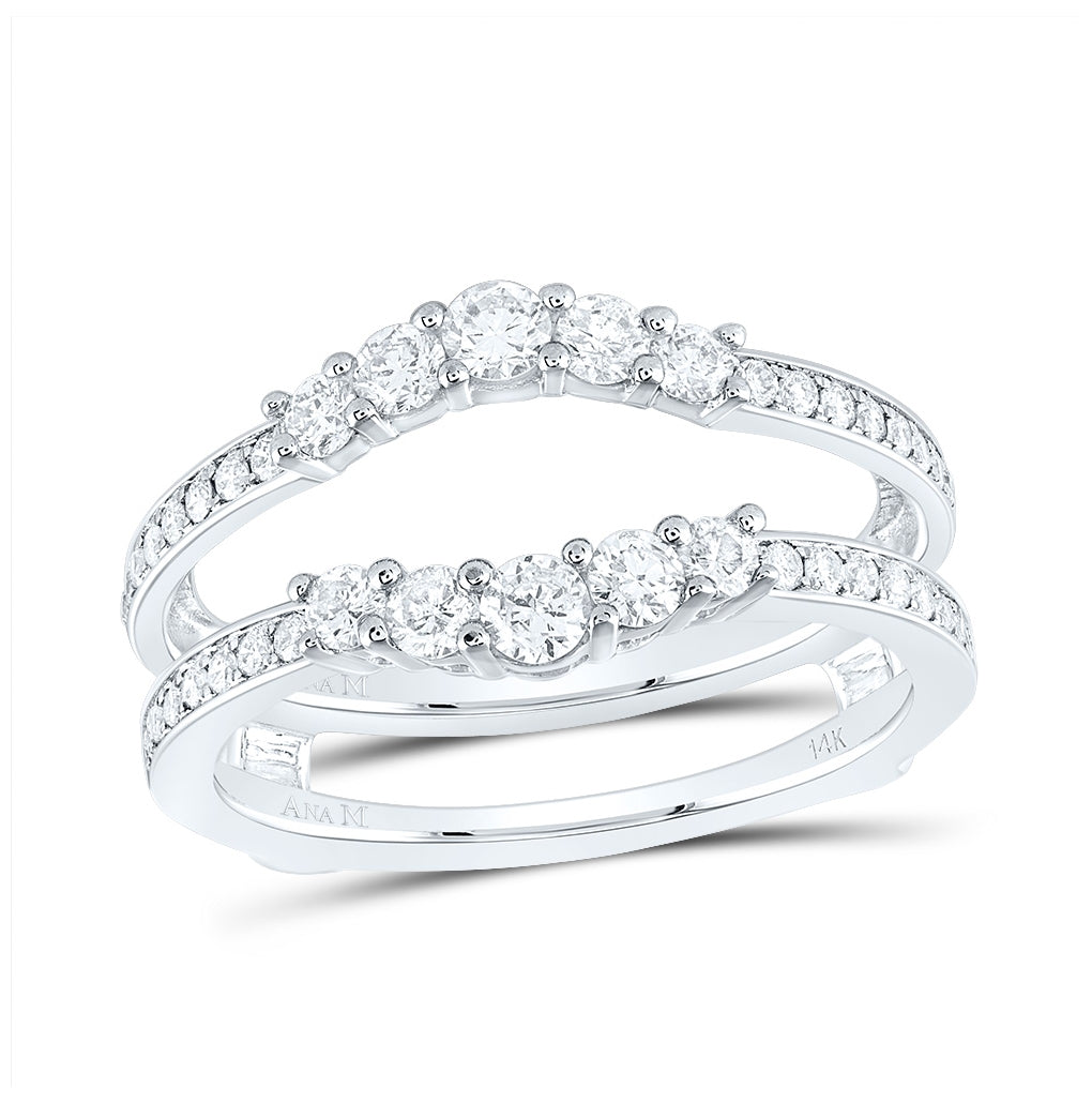 14K White Gold Womens Round Diamond Wrap Ring Guard Enhancer 3/4 Cttw, Womens Size: 5-10