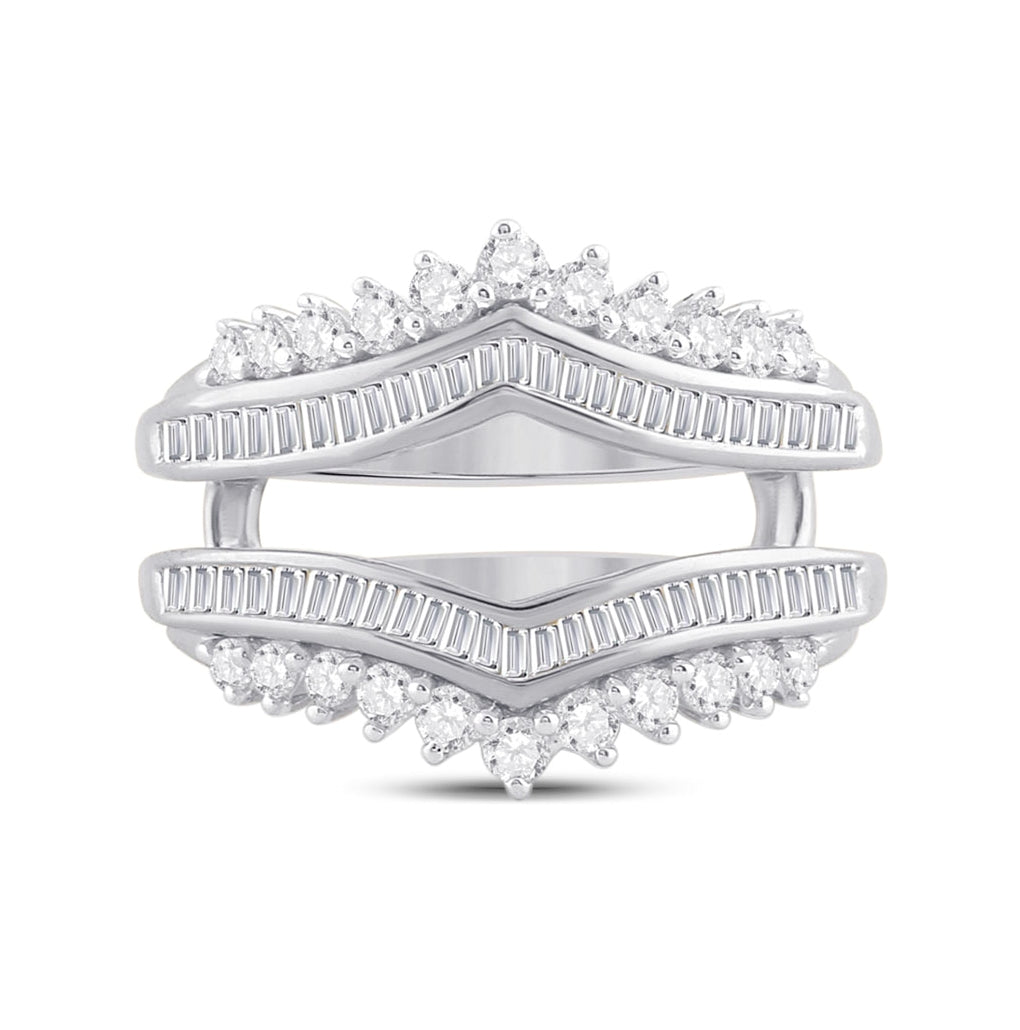14K White Gold Womens Round Diamond Wedding Wrap Ring Guard Enhancer 3/4 Cttw, Womens Size: 5-10