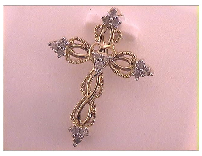 10kt Yellow Gold 1/6ctw Diamond Cross Pendant