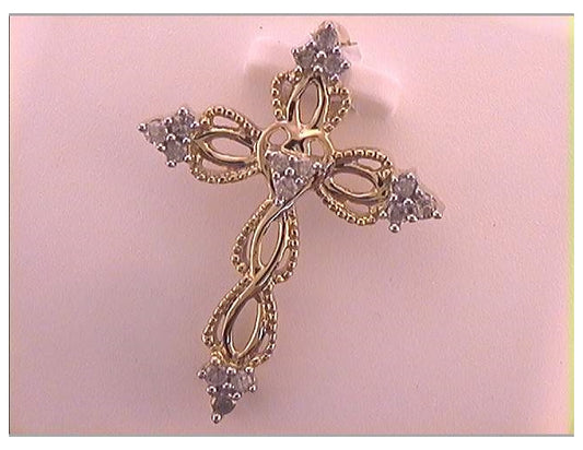 10kt Yellow Gold 1/6ctw Diamond Cross Pendant