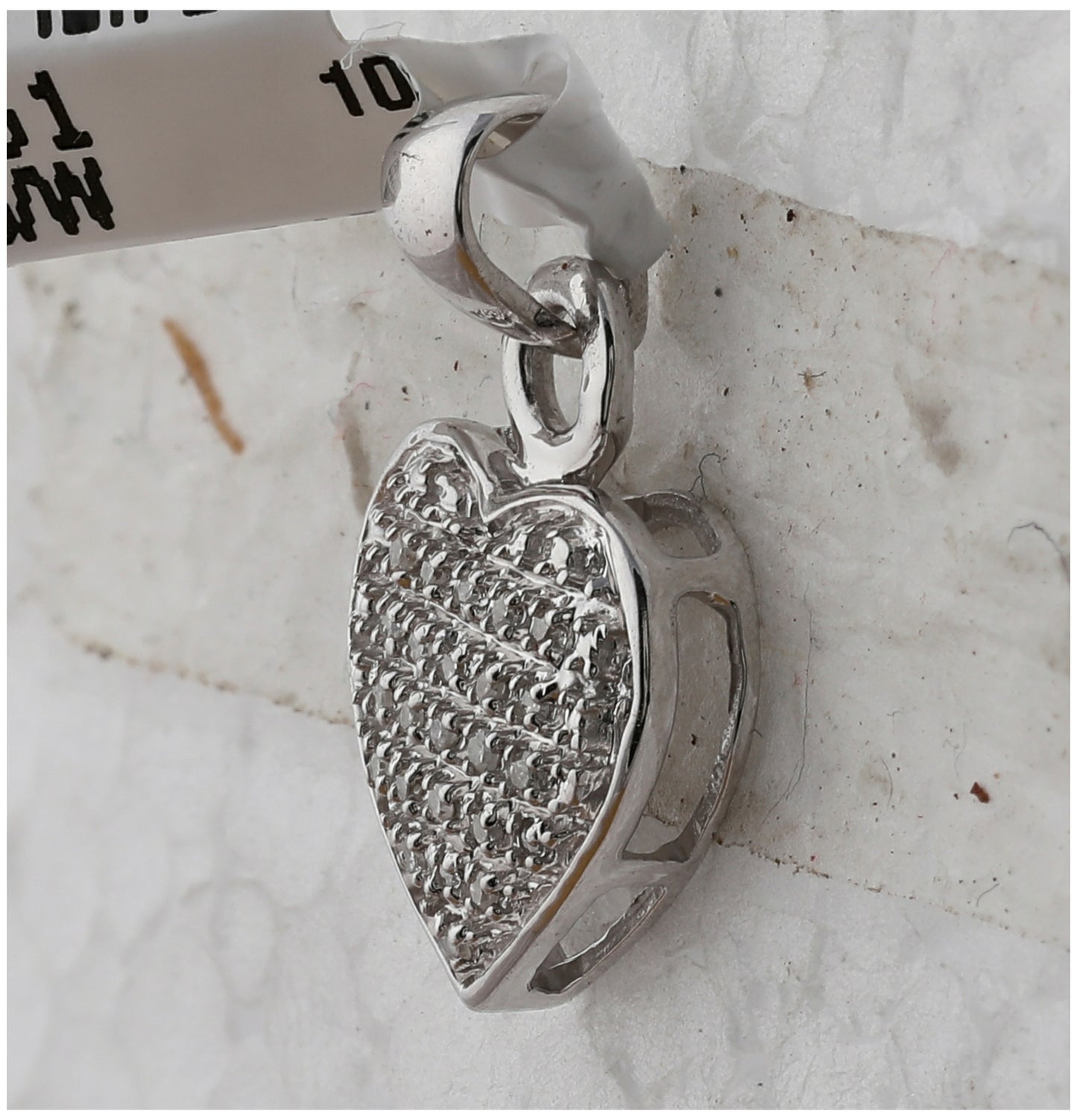 Sterling Silver Womens Round Diamond Small Heart Pendant 1/20ctw