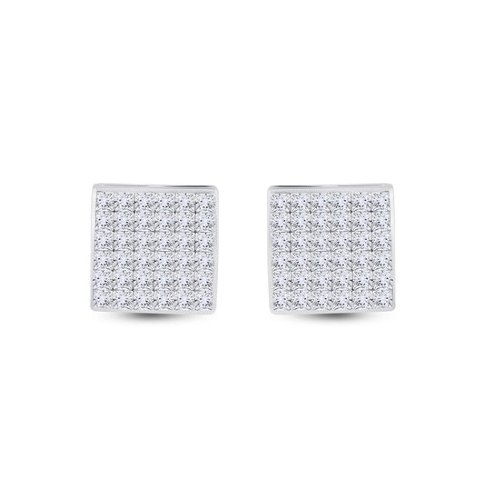 14K White Gold Womens Princess Diamond Square Earrings 1-1/2 Cttw
