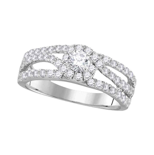 14kt White Gold Womens Round Diamond Solitaire Open Bridal Wedding Engagement Ring 1.00 Cttw