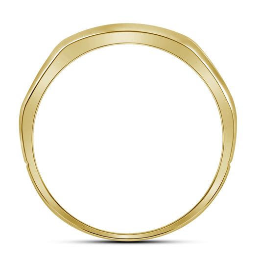 10K Yellow Gold Mens Round Diamond Grooved Wedding Band Ring 1/4 Cttw, Mens Size: 7-13
