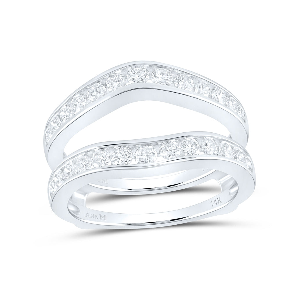 14k White Gold Womens Round Diamond Wedding Bridal Enhancer Band Wrap 1 Cttw, Womens Size: 5-10
