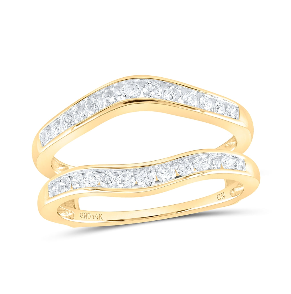 14K Yellow Gold Womens Round Diamond Wrap Enhancer Wedding Band 1/2 Cttw, Womens Size: 5-10