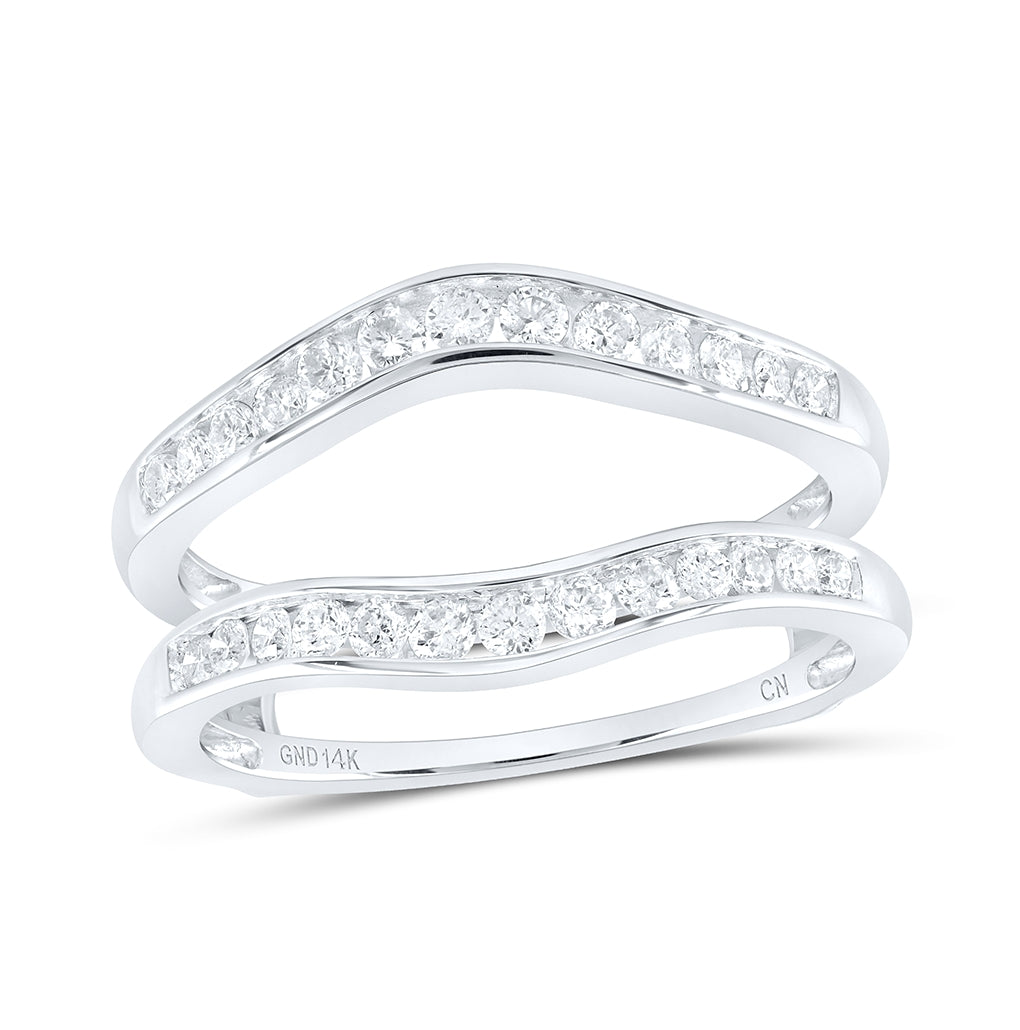 14k White Gold Womens Round Diamond Bridal Wedding Enhancer Band Wrap Ring 1/2 Cttw, Womens Size: 5-10