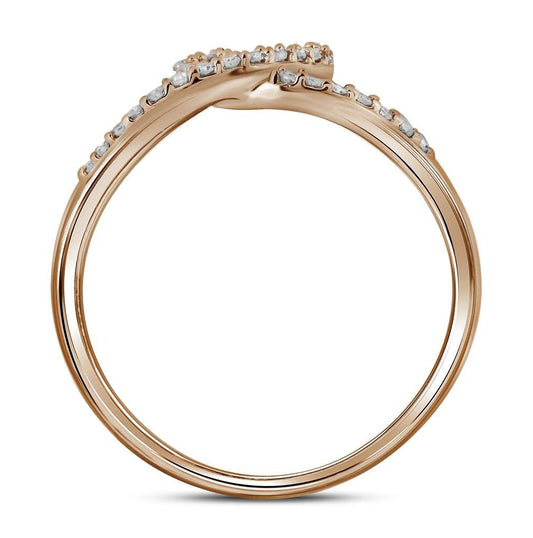 10K Rose Gold Womens Round Diamond Open Double Heart Fashion Ring 1/3 Cttw, Womens Size: 5-10