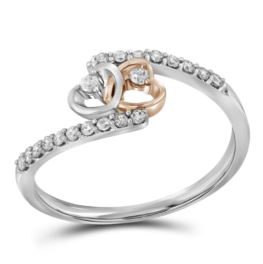 10kt Two-tone Gold 1/5ct Diamond P1 Heart Fashion Ring