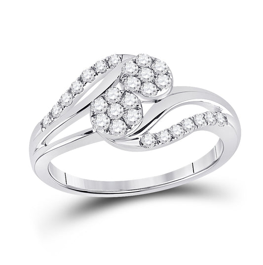 14K White Gold Round Diamond Cluster Bridal Wedding Engagement Ring 1/2 Cttw, Womens Size: 5-10