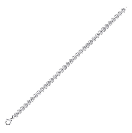 Sterling Silver Womens Round Diamond Heart Tennis Bracelet 1/6 Cttw