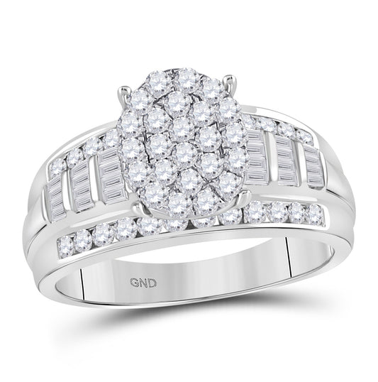 10K White Gold Round Diamond Oval Bridal Wedding Engagement Ring 1 Cttw, Womens Size: 5-10